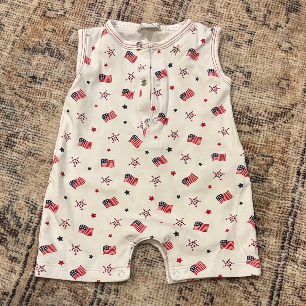 Kissy Kissy White and Red Patriotic Bodysuit